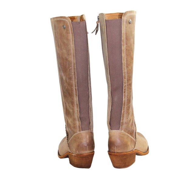 Sofft Anniston Light Taupe Vintage Distressed Leather Tall Side Zipper Boot SZ 9 - Picture 10 of 12